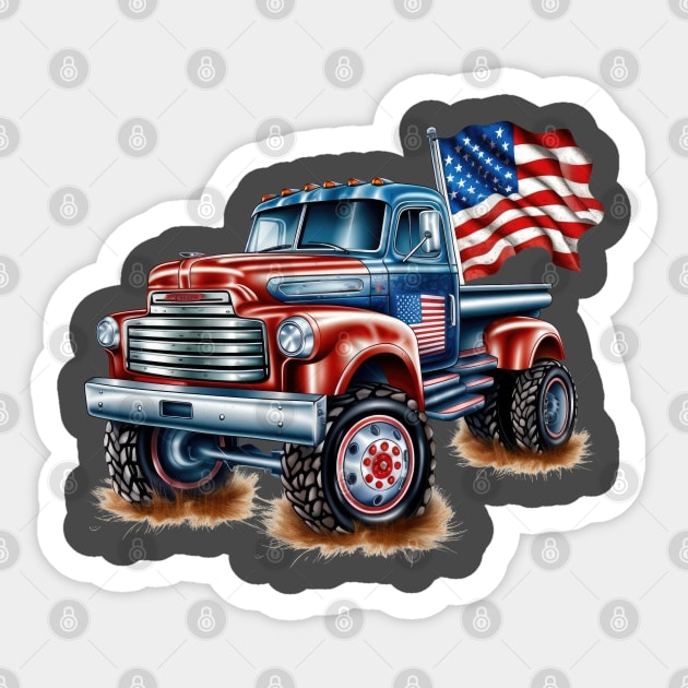 4th Of July Ford Truck Sticker by Kingdom Arts and Designs